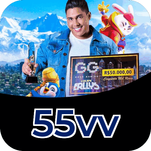 Plataforma 55vv mostrando interface moderna, jogos certificados e recursos de segurança licenciados